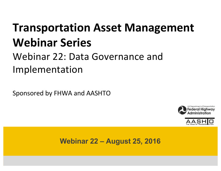 transportation asset management webinar series