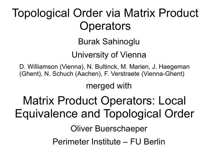 topological order via matrix product operators