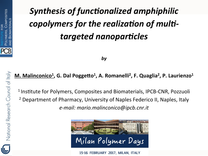 synthesis of func onalized amphiphilic