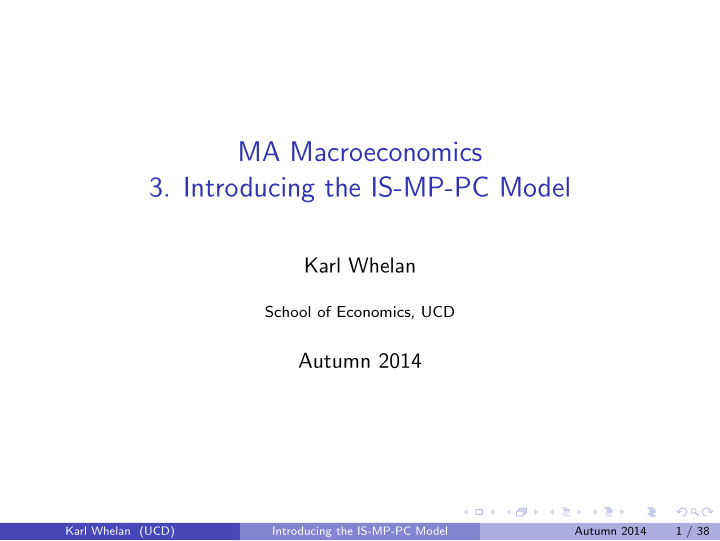 ma macroeconomics 3 introducing the is mp pc model