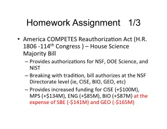 Homework Assignment   1/3  America  COMPETES  Reauthoriza6on  Act  (H.R.   1806