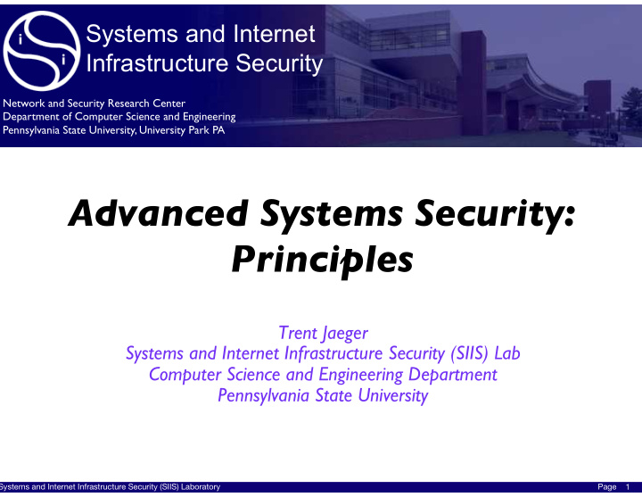 advanced systems security principles