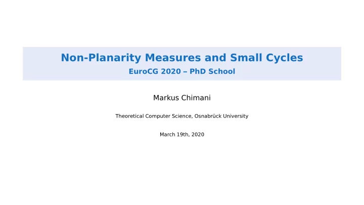 non planarity measures and small cycles