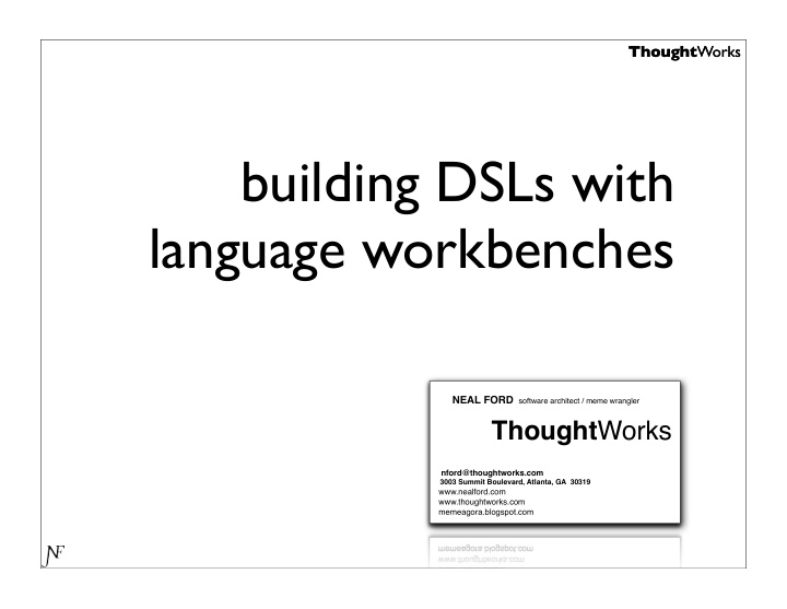building dsls with language workbenches
