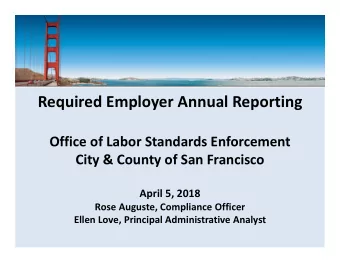 Required Employer Annual Reporting  Office of Labor Standards Enforcement  City &amp; County of San
