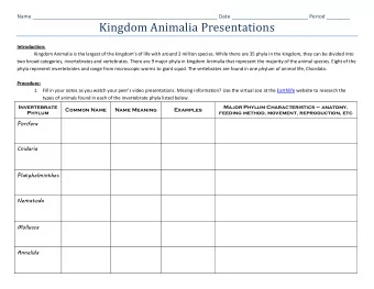 Kingdom Animalia Presentations  Introduction: Kingdom Animalia is the largest of the kingdoms of