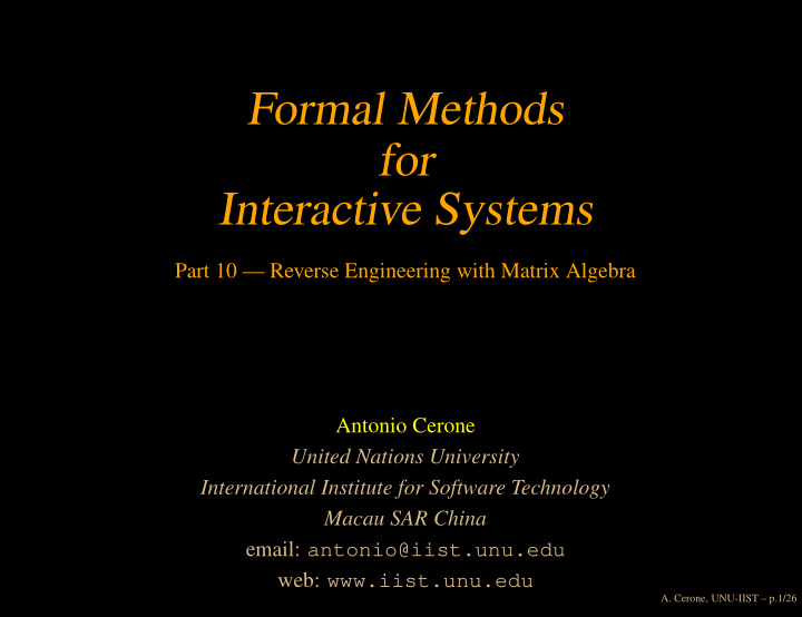 formal methods for interactive systems