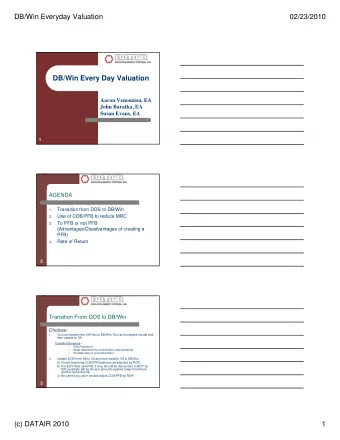 DB/Win Everyday Valuation  02/23/2010  DB/Win Every Day Valuation  Aaron Venouziou, EA  John