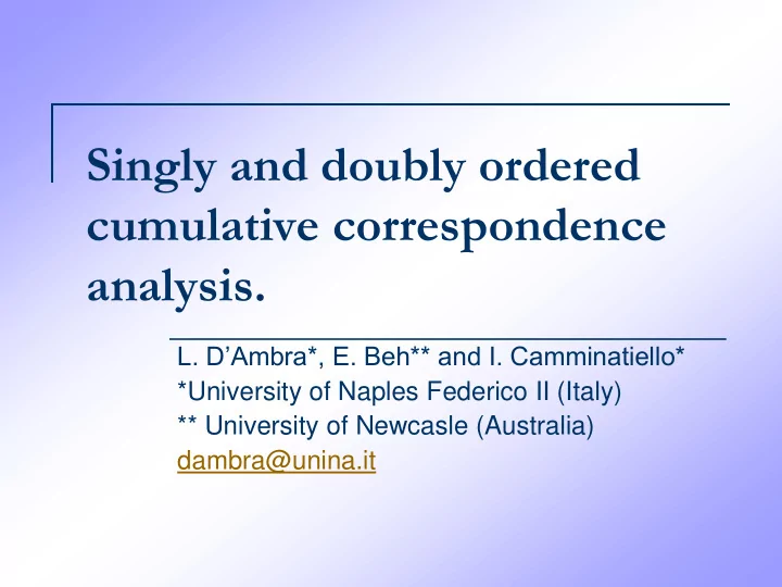 singly and doubly ordered