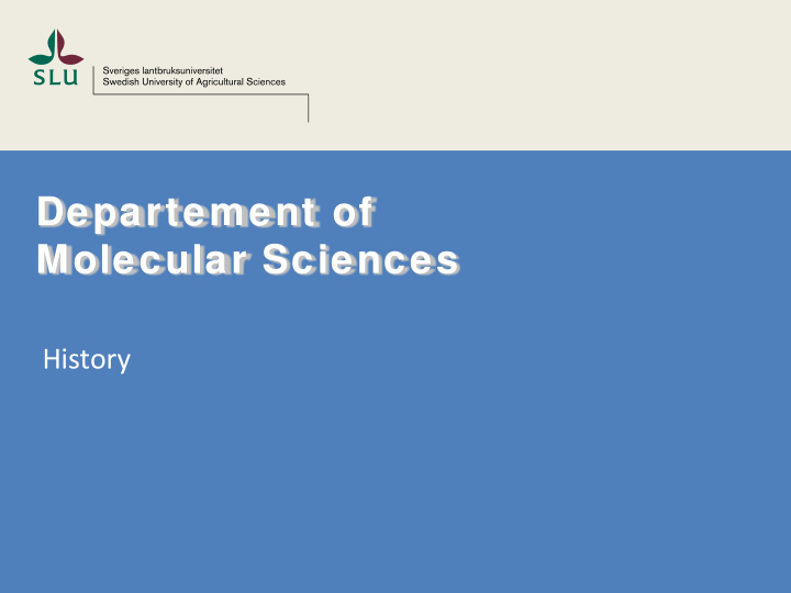 departement of molecular sciences