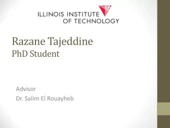 Razane Tajeddine  PhD Student  Advisor  Dr. Salim El Rouayheb  Maximum Rank Distance  (MRD) codes