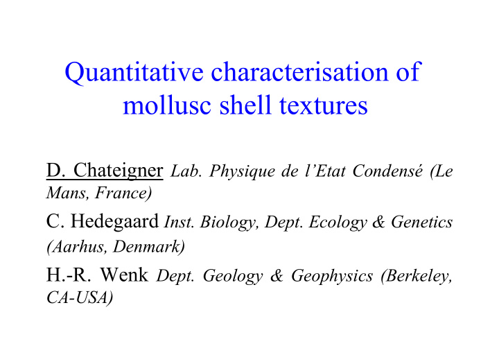 quantitative characterisation of mollusc shell textures