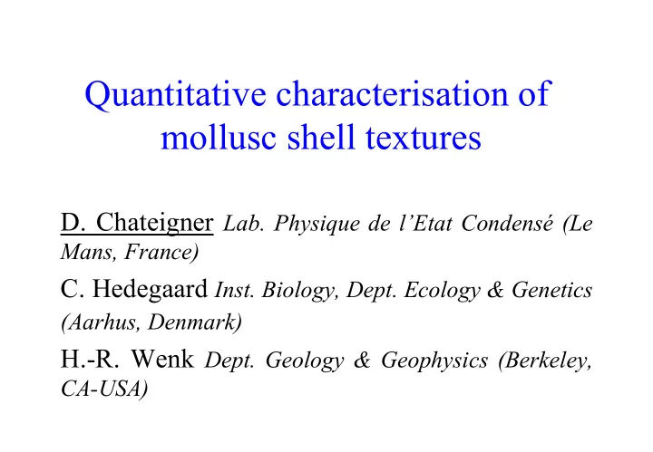 quantitative characterisation of mollusc shell textures