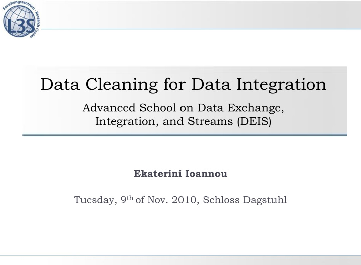 data cleaning for data integration