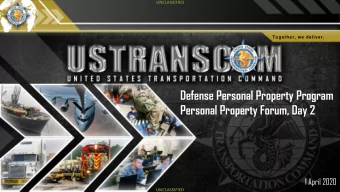 Defense Personal Property Program  Personal Property Forum, Day 2  1 April 2020  UNCLASSIFIED