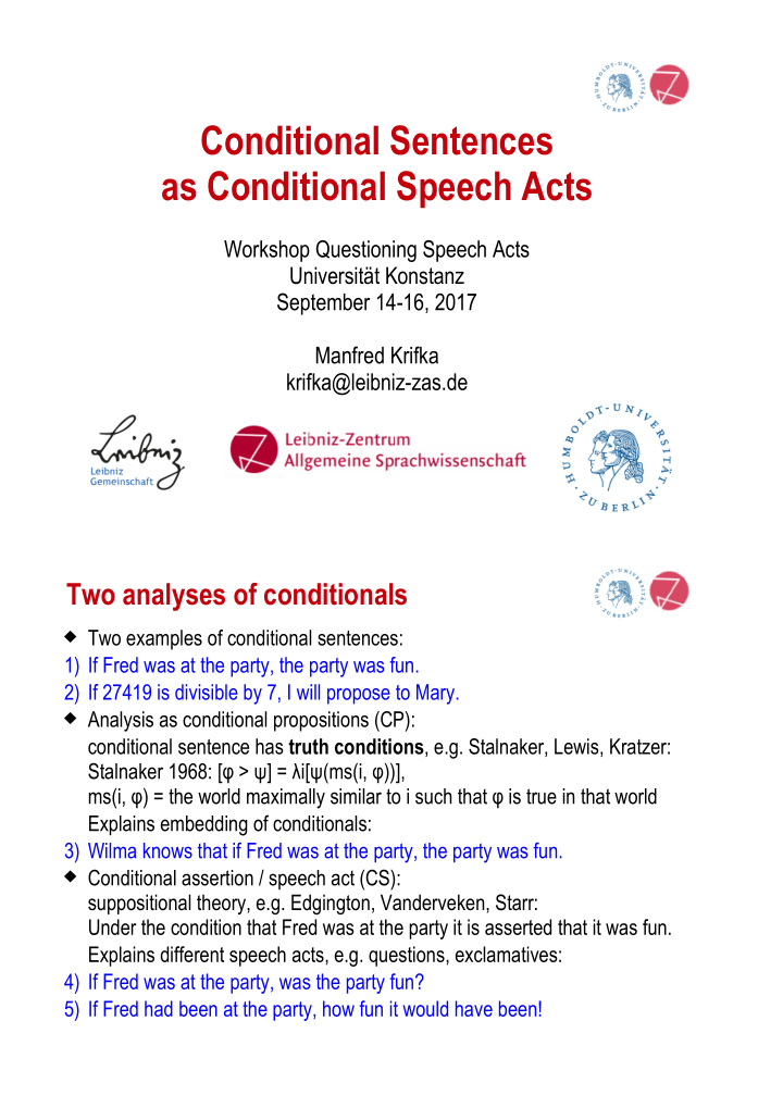 conditional sentences as conditional speech acts