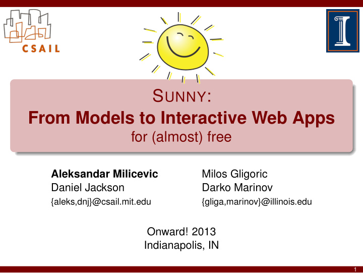 s unny from models to interactive web apps