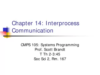Chapter 14: Interprocess  Communication  CMPS 105: Systems Programming  Prof. Scott Brandt  T Th