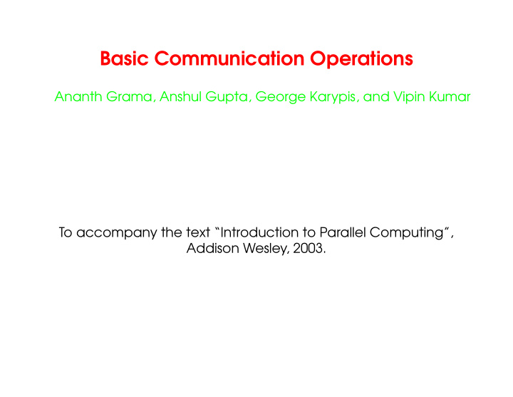 basic communication operations