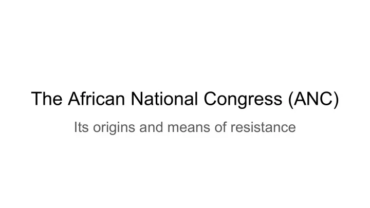 the african national congress anc