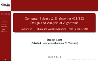 Computer Science &amp; Engineering 423/823  Introduction  Design and Analysis of Algorithms