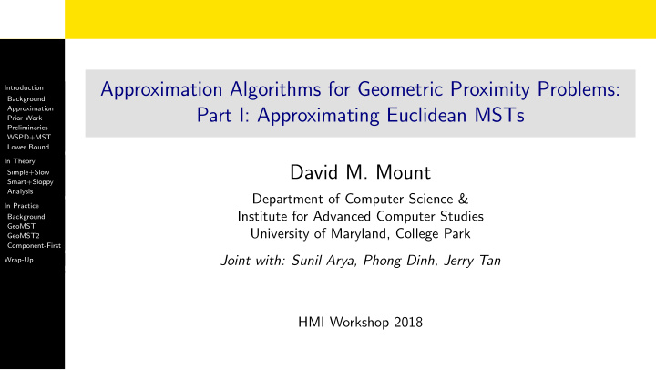 approximation algorithms for geometric proximity problems