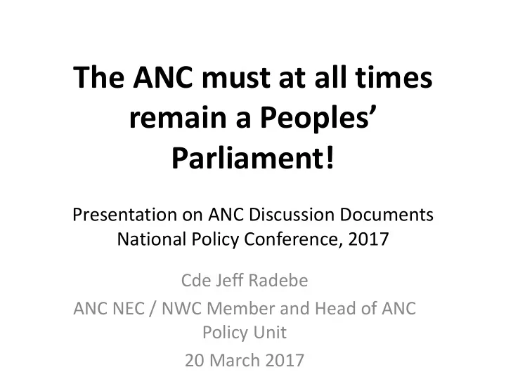 remain a peoples