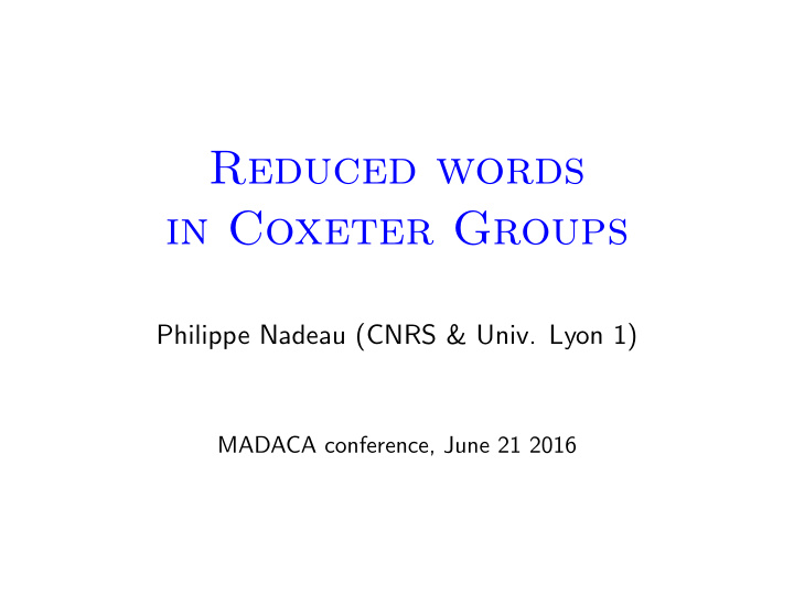 reduced words in coxeter groups