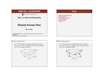 Minimum spanning tree  Minimum spanning tree Given.  Undirected graph G with positive edge weights