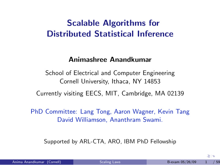 scalable algorithms for distributed statistical inference