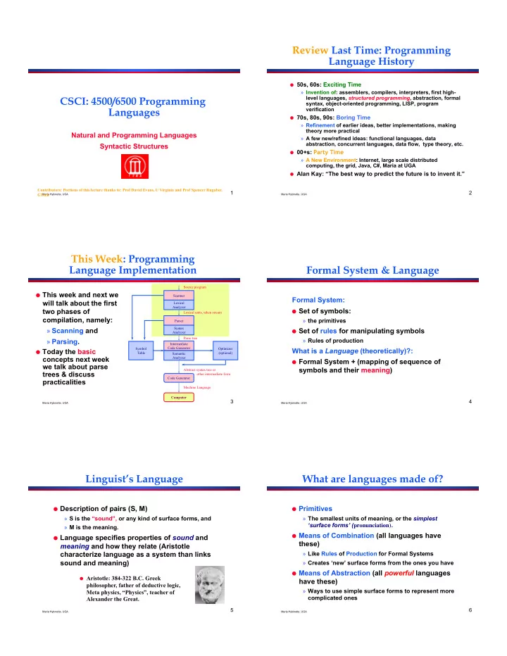 review last time programming language history