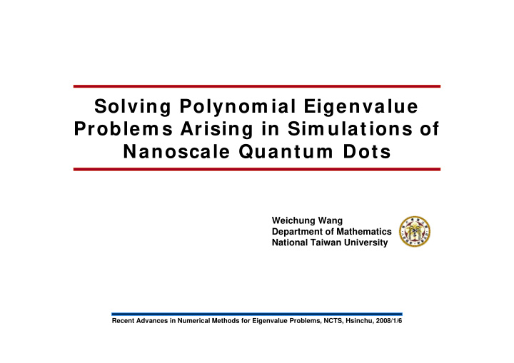 solving polynom ial eigenvalue problem s arising in sim