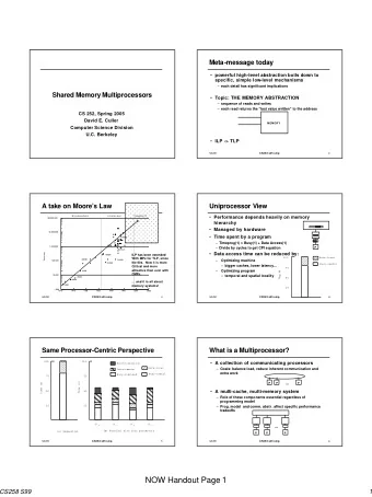 NOW Handout Page 1  CS258 S99  1  Relationship between Perspectives  Back to Basics  Parallel