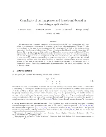 Complexity of cutting planes and branch-and-bound in  mixed-integer optimization Amitabh Basu