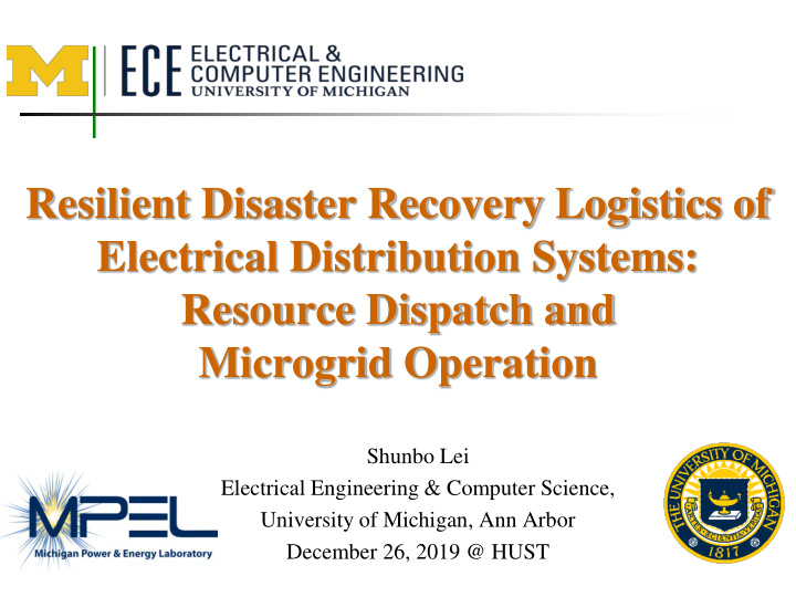 resilient disaster recovery logistics of electrical