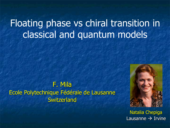 floating phase vs chiral transition in classical and