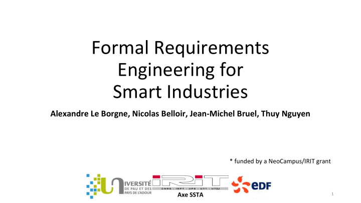 formal requirements engineering for smart industries