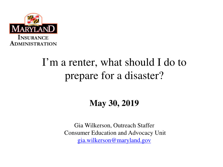 i m a renter what should i do to prepare for a disaster