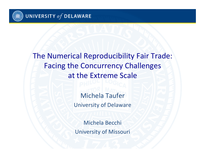 the numerical reproducibility fair trade facing the