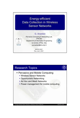 Energy-efficient  Energy-efficient  Data Collection in Wireless  Data Collection in Wireless