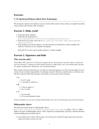 Exercises  C. M. Sperberg-McQueen, Black Mesa Technologies  This document contains some hands-on