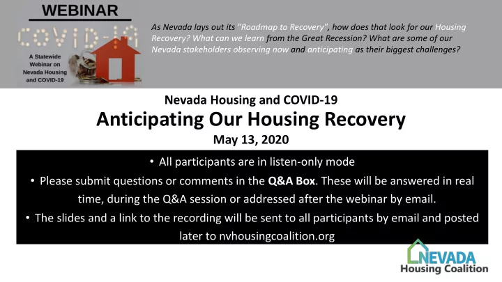 anticipating our housing recovery