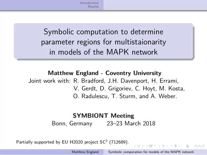 symbolic computation to determine parameter regions for
