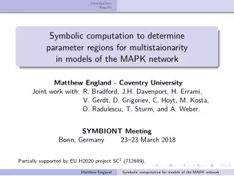 Symbolic computation to determine  parameter regions for multistaionarity  in models of the MAPK