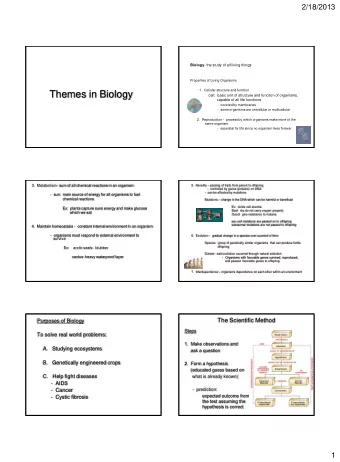 Biology - the study of all living things  Properties of Living Organisms  1.  Cellular structure