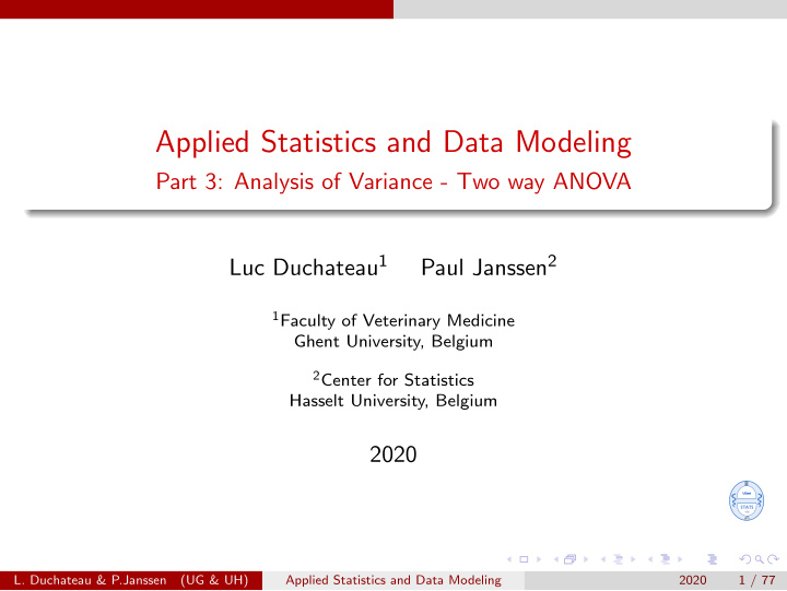 applied statistics and data modeling