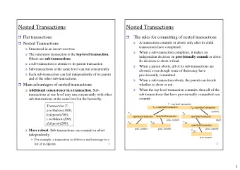 Nested Transactions  Nested Transactions  Flat transactions    The rules for committing of