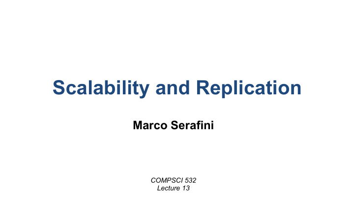 scalability and replication