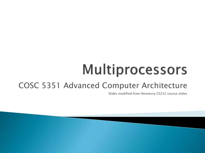 cosc 5351 advanced computer architecture