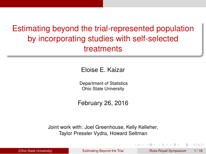 estimating beyond the trial represented population by